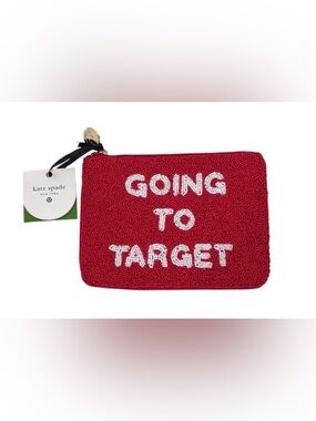 kate spade x Target Collab red beaded 'Going to Target' wristlet pouch